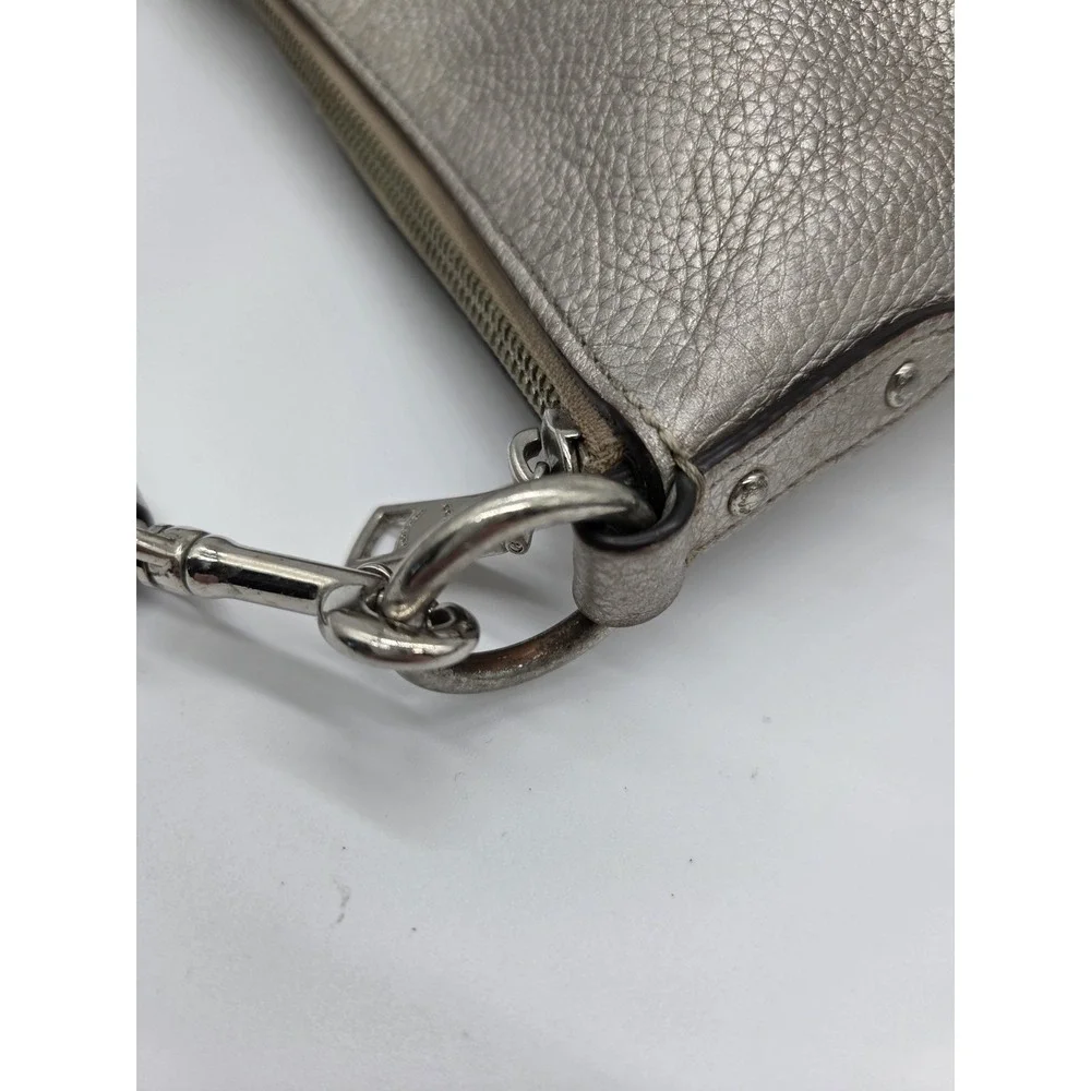 Coach Mini Abby Duffle Silver Leather Satchel Duffle Bag Purse F87691 Crossbody - Picture 7 of 9